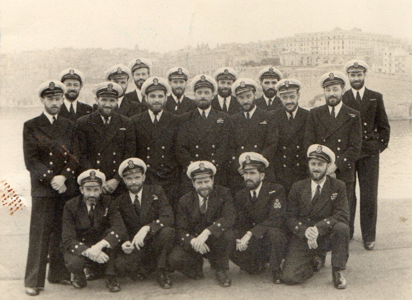 ALF BURTON HMS Ark Royal ERAs in engine room in about 1955_Alf is sitting down 3rd from left.jpg