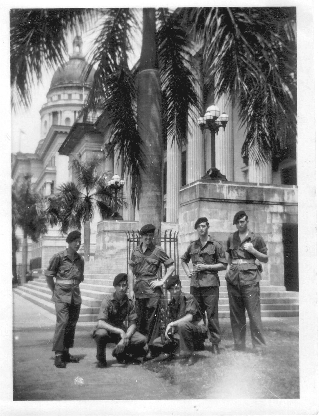 me & Buddies outside Raffles SingaporeJune 1952.jpg