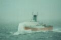 Photograph of the Europic Ferry in heavy waters